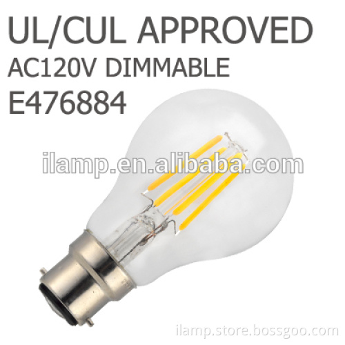 ul 4w dimmable led filament bulb , real factory dimmable filament led bulb, all glass led light